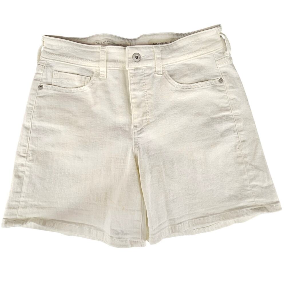 PILCRO & THE LETTER PRESS WOMEN'S DISTRESSED WHITE SLIM BOYFRIEND SHORTS SIZE 27
